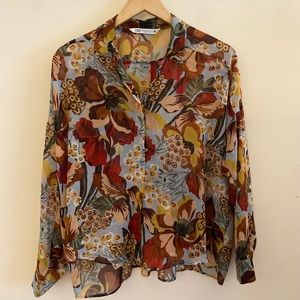 ZARA floral light weight button down! *NEW*